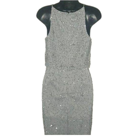 Adriana Papell Silver Evening Dress - Picture 4 of 6